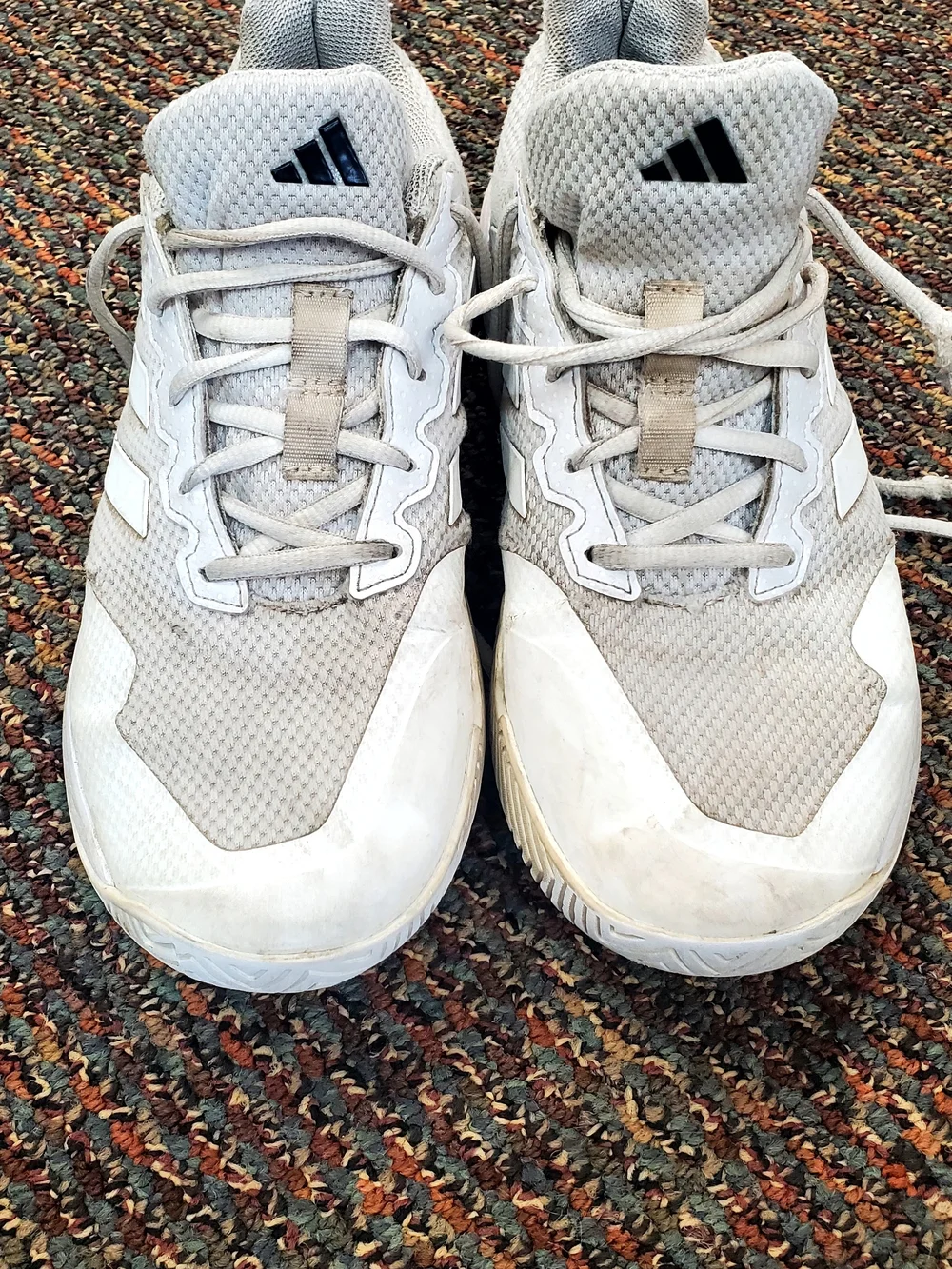 adidas White and Light Gray Athletic Mesh Sneakers
